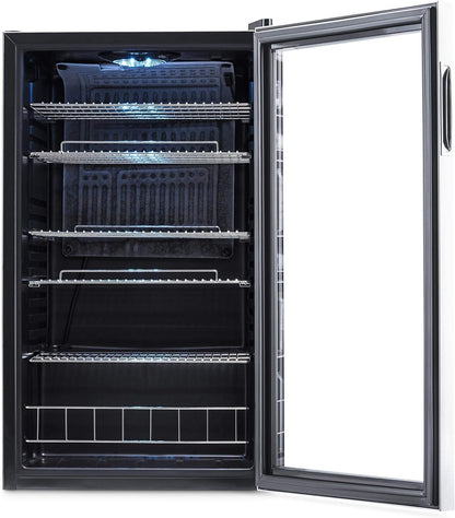 Beverage Refrigerator Cooler | 126 Cans Free Standing with Right Hinge Glass Door | Mini Fridge Beverage Organizer Perfect For Beer, Wine, Soda, And Cooler Drinks