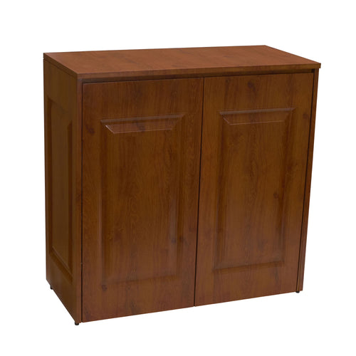 Household Essentials Double Hamper Cabinet, Metal Exterior and Removable Polyester Bags, Dual Compartments for Sorting, Faux Wood Grain