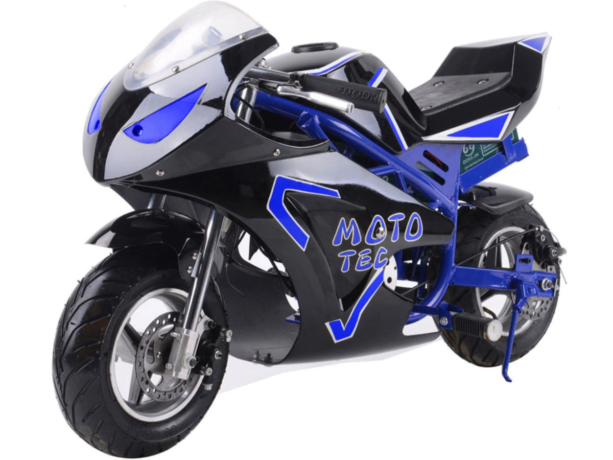 MotoTec 36v 500w Electric Powered Pocket Bike Mini Motorcycle GT Blue