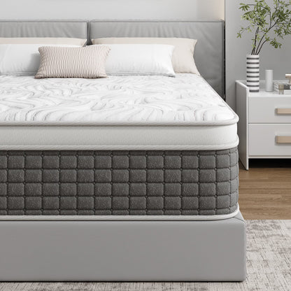 Sailvan Full Size Mattress, 12 Inch Hybrid Gel Memory Foam Mattress Full Size with Individually Pocket Coils, Medium Firm Support for Pressure Relief/Strong Edge Support/CertiPUR-US, Gray