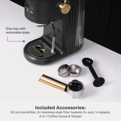 Thyme & Table Barista Mini Espresso Machine with 15-Bar Pressure and Steam Wand, Sand White