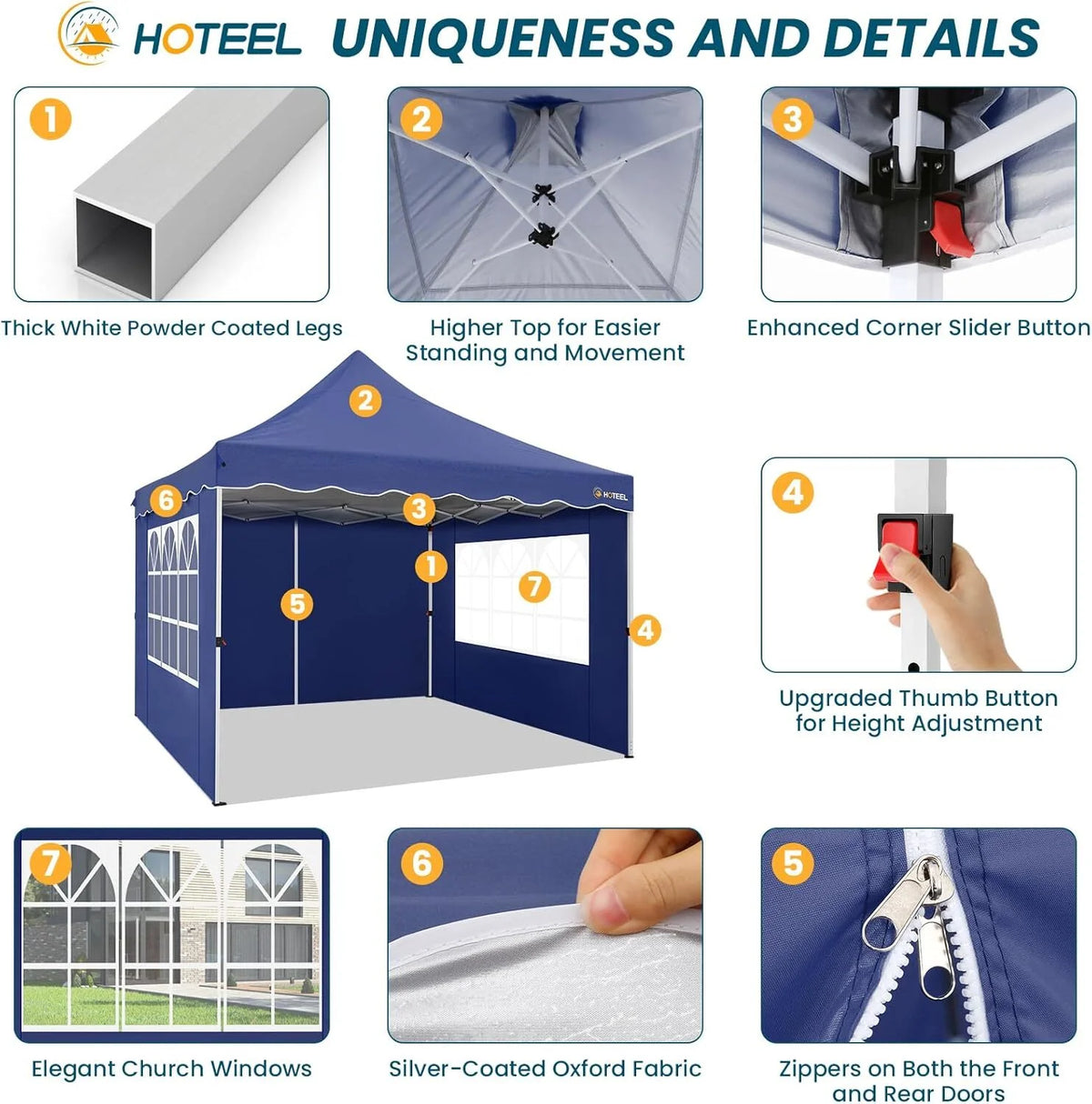SANOPY 10' x 20' Pop up Canopy Party Tent with 6 Removable Sidewalls, Wave Eave Outdoor Waterproof Patio Gazebo Tent with Carry Bag, Backyards Camping Picnics, Black