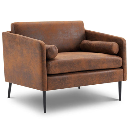 Ktaxon Modern Club Chair, Bronzing Cloth Fabric Arm Chair, Single Sofa Chair for Reading, Max Load 400LBS Upholstered Leisure Living Room Chair Brown