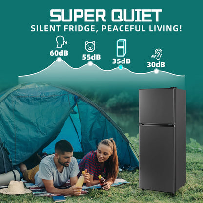 JIEJIA 5.0 Cu.Ft Apartment Size Refrigerators with Separate Freezer, 2 Door Refrigerator, Small Fridge with Freezer, Gray
