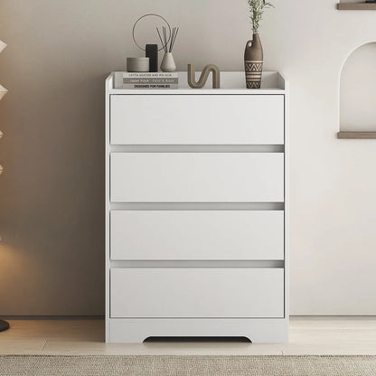 Aukfa Wood 4 Drawer Dresser,Chest of Drawer with Anti-fall Device, Black