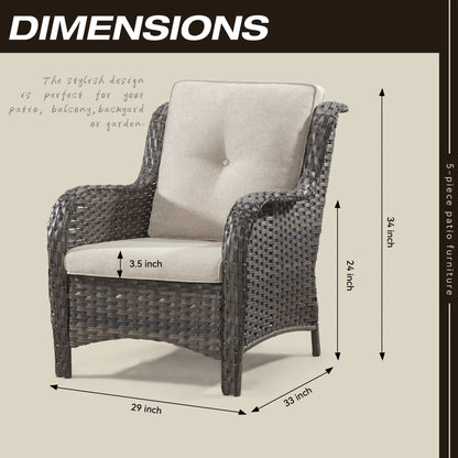 MeetLeisure 3 Pieces Outdoor Furniture Patio Furniture Set with One 3-Seat Sofa, Two ArmChairs, Navy