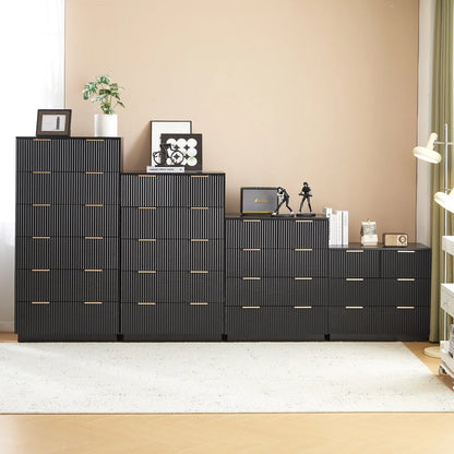 UBesGoo Dresser for Bedroom Wood 4 Drawers Dressers, Fluted Modern Dresser, White