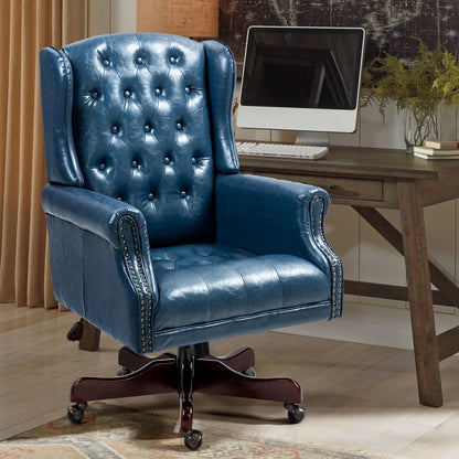 Homhum Classic Boss Office Chair, High Back Faux Leather Swivel Desk Chair, Adult, Brown