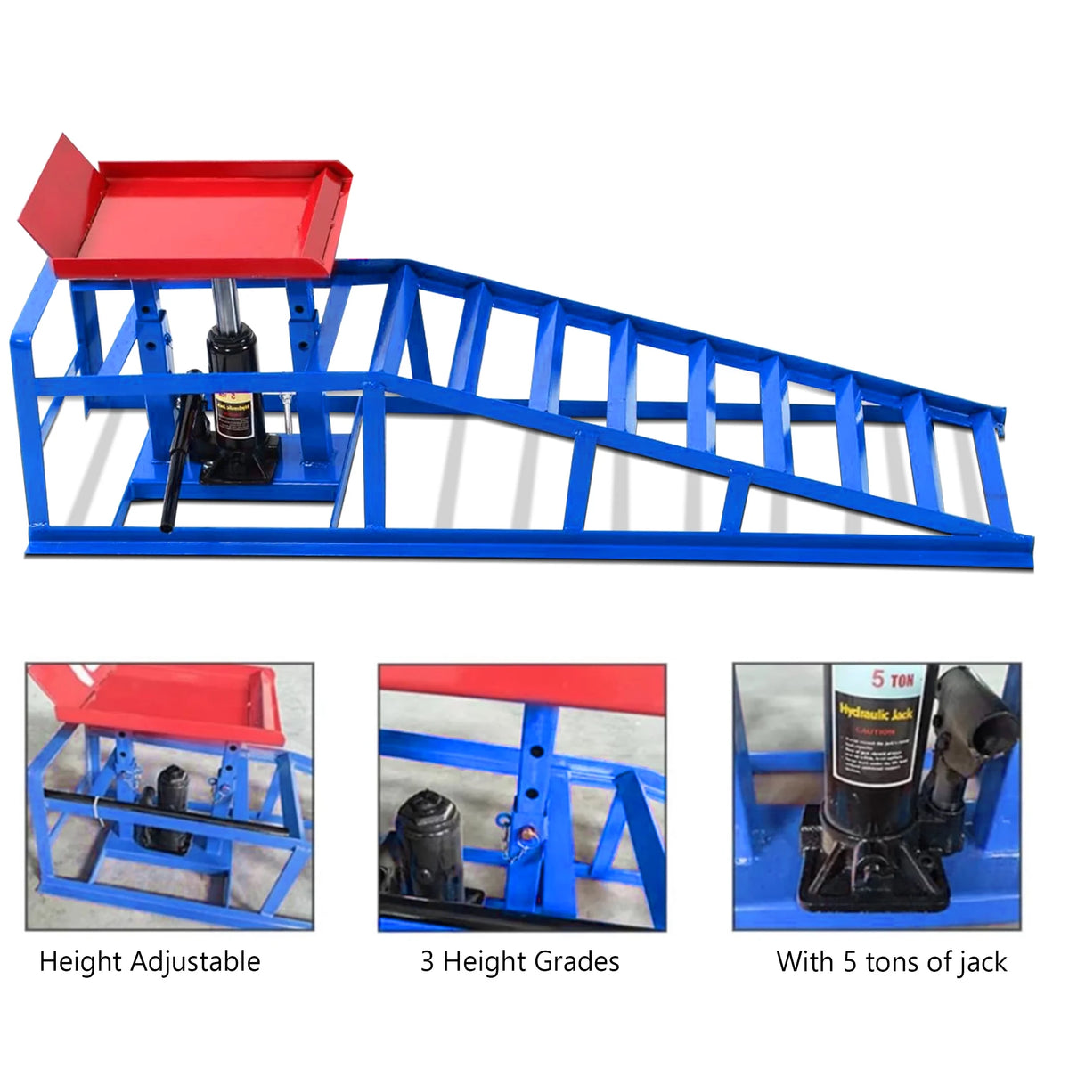 Lafati 2-Pack Hydraulic Car Ramps: Heavy-Duty Vehicle Ramps with 5T / 10000lbs Jack Load Capacity, Portable Design for Effortless Oil Changes and Car Lifts