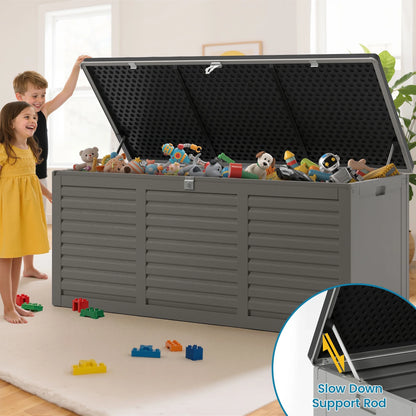 Outdoor Storage Box, 130GAL Waterproof Deck Box, Lockable Pool Patio Storage Indoor Toy Box, Outdoor Storage Bench for Porch, Max Load Weight 500LBS