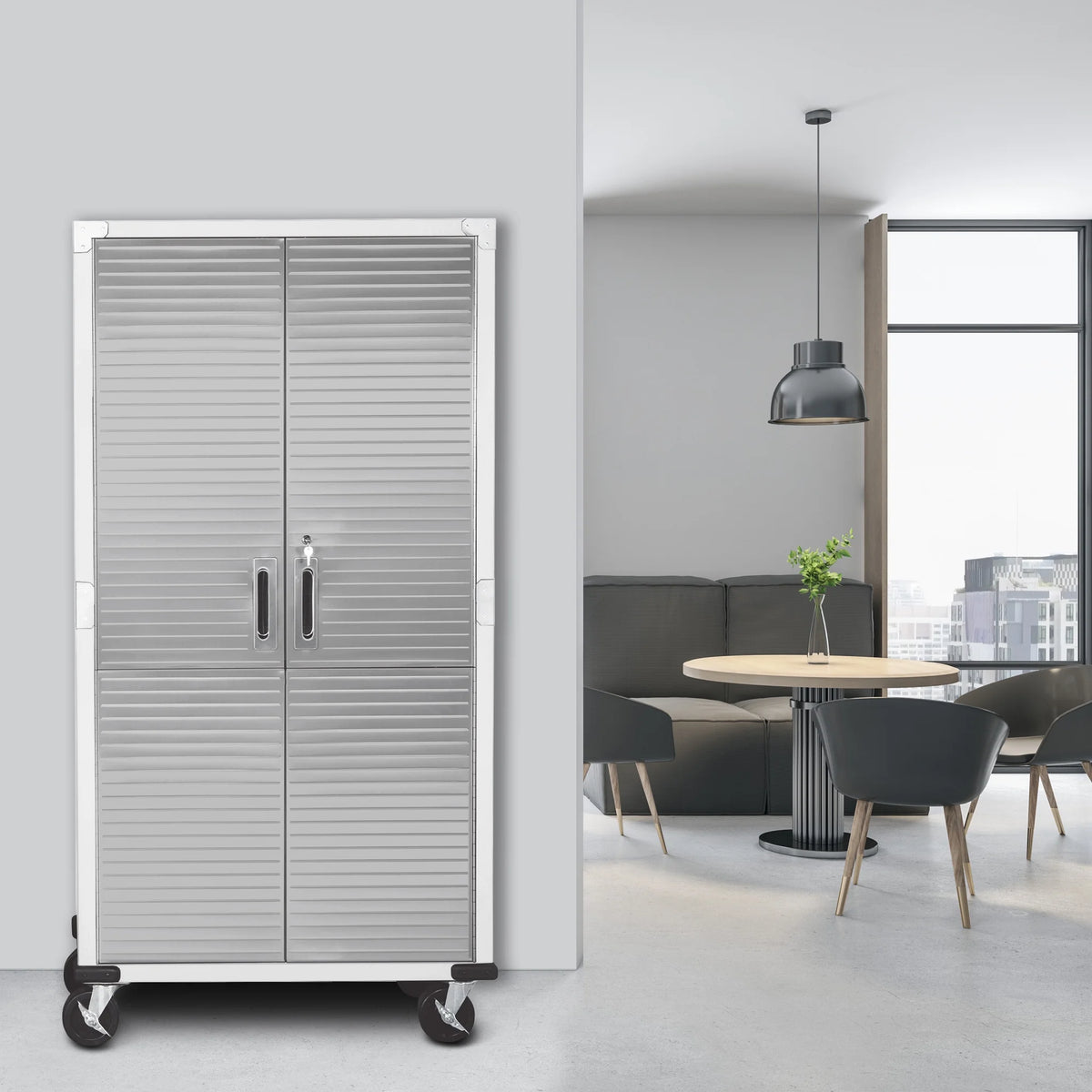 Seville Classics UltraHD Steel Body Lockable Storage Filing Cabinet Organizer Locker Shelving Unit 36" W x 18" D x 72" H, Granite