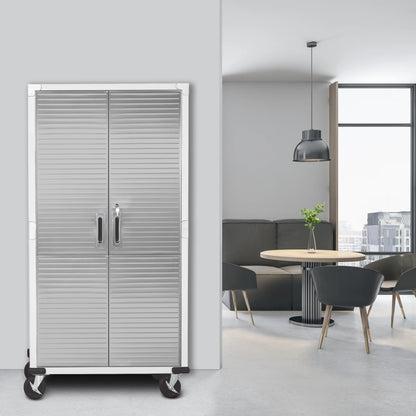 Seville Classics UltraHD Steel Body Lockable Storage Filing Cabinet Organizer Locker Shelving Unit 36" W x 18" D x 72" H, Granite