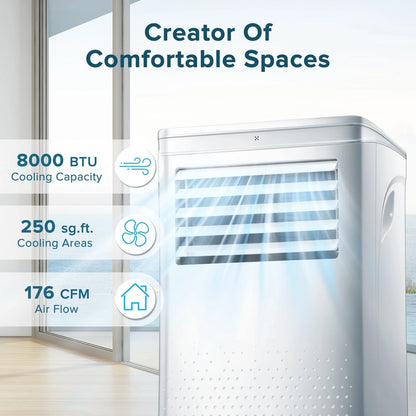 Auseo 5,200 BTU(8000 BTU ASHRAE) Portable Air Conditioners, 3 in 1, Remote Control & Window Kit, Quiet AC Unit for Room/Office