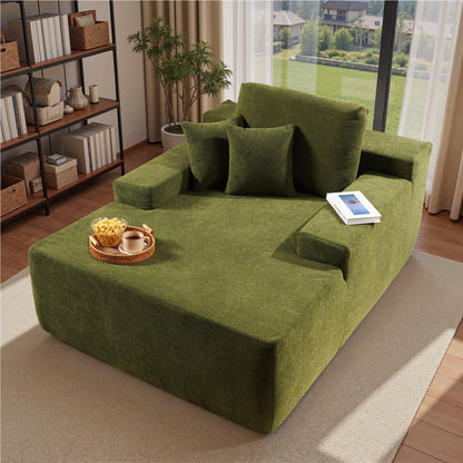 Ovios 67'' Oversized Chaise Lounge Chair Indoor Cloud Plush Corduroy Floor Sofa Bed Deep Seat No Assembly Couch for Living Room, Black
