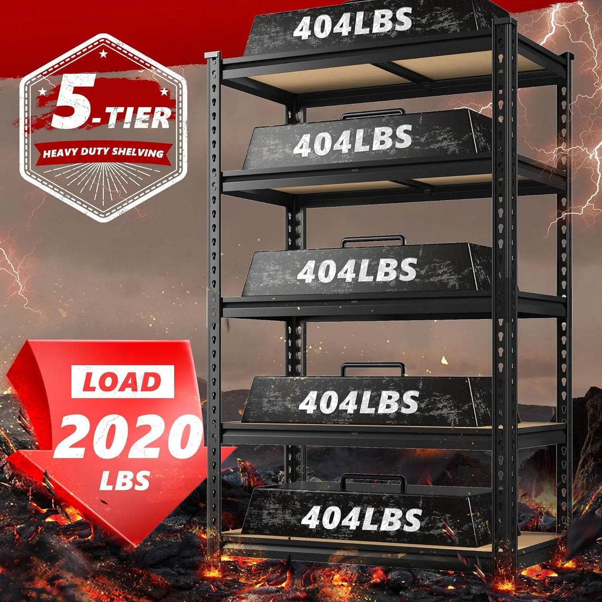 Storage Shelves 5 Tier Garage Shelving Heavy Duty Adjustable Garage Shelves, Utility Rack Shelf, Shelving Units for Storage Warehouse Pantry Closet, 35.5" W x 11.9" D x 72" H, 4 Pack