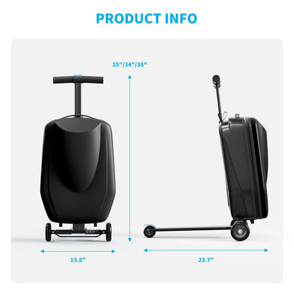 TABU Scooter Luggage for Kids & Adults, Carry on Luggage with Wheels for Kids Ages 6-15,Blue