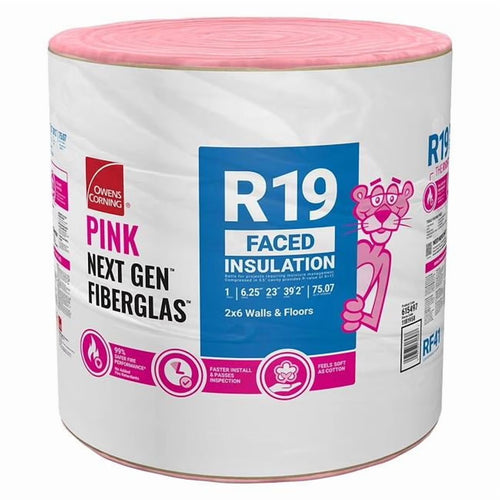 Owens Corning R-19 Faced Fiberglass Roll 23" Wide