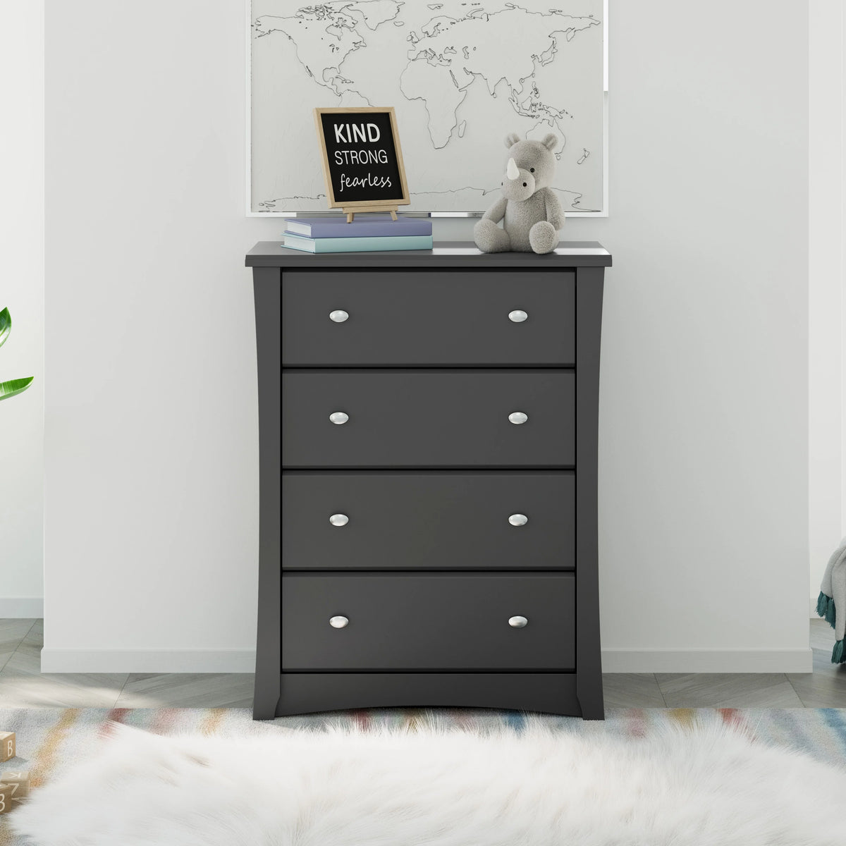 Storkcraft Crescent 4 Drawer Childrens Nursery Dresser, Espresso