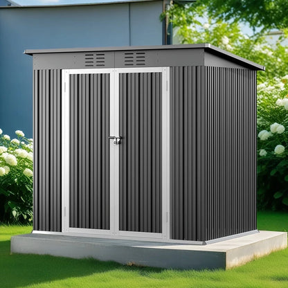5'x3' Outdoor Storage Shed, Lofka Metal Storage Tool Shed with Single Lockable Door, for Bike| Garden Tools| Patio, Grey