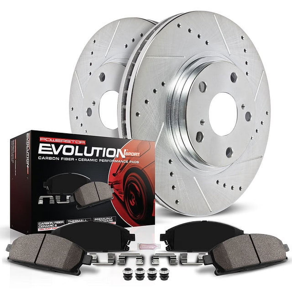 PowerStop Rear Z23 Evolution Sport Carbon-Fiber Ceramic Brake Pad and Drilled & Slotted Rotor Kit Fits: BMW Select Models K6672
