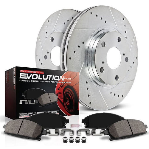 PowerStop Rear Z23 Evolution Sport Carbon-Fiber Ceramic Brake Pad and Drilled & Slotted Rotor Kit Fits: BMW Select Models K6672