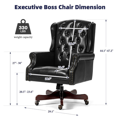 Homhum Classic Boss Office Chair, High Back Faux Leather Swivel Desk Chair, Adult, Brown