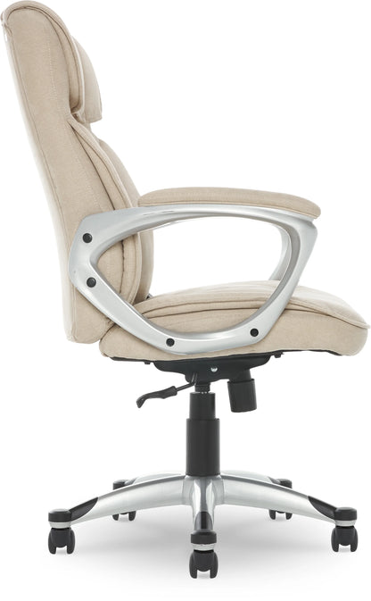 Serta Hannah Office Chair in Fawn Tan Linen Metallic Finish