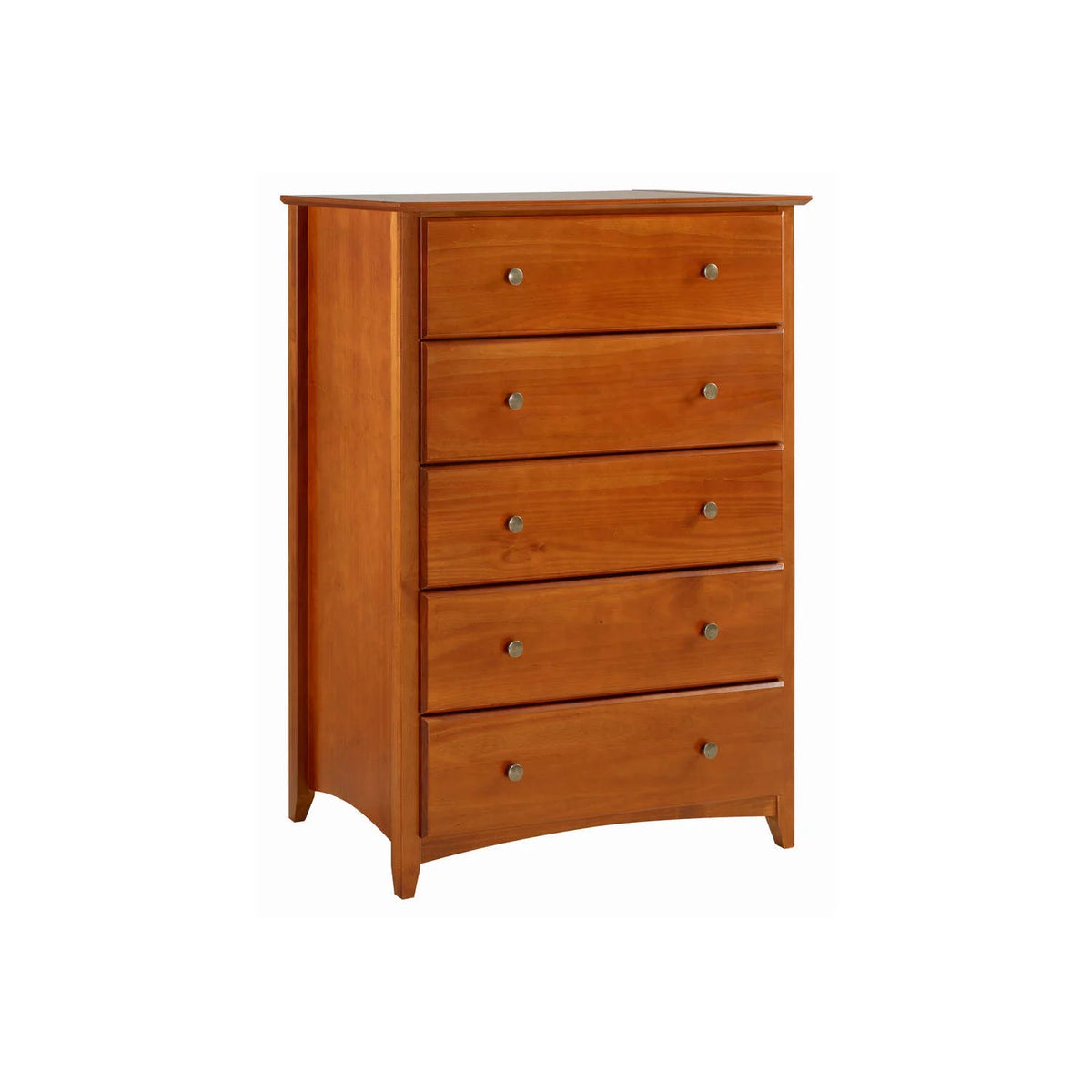 Camaflexi Shaker Style 5 Drawer Dresser, Wood Chest Bedroom Dresser, Cherry Finish