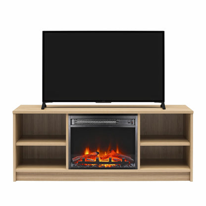 Mainstays Fireplace TV Stand, for TVs up to 55", Black Oak