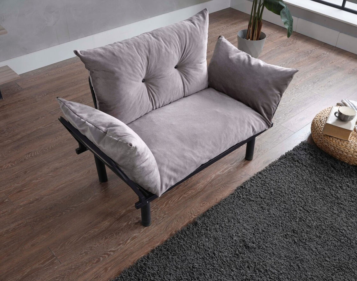 JINS&VICO Futon Love Seats with Adjustable Backrest, 2 Seat Convertible Sofa for Living Room, Small Space, Offices, Dorm, Studio,Sofa Chair(Pink)