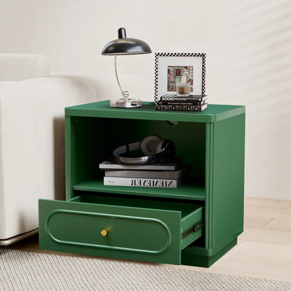 YOCWO 3 Drawer Nightstand, Classic Chest of Drawers with Arc Edge, Walnut