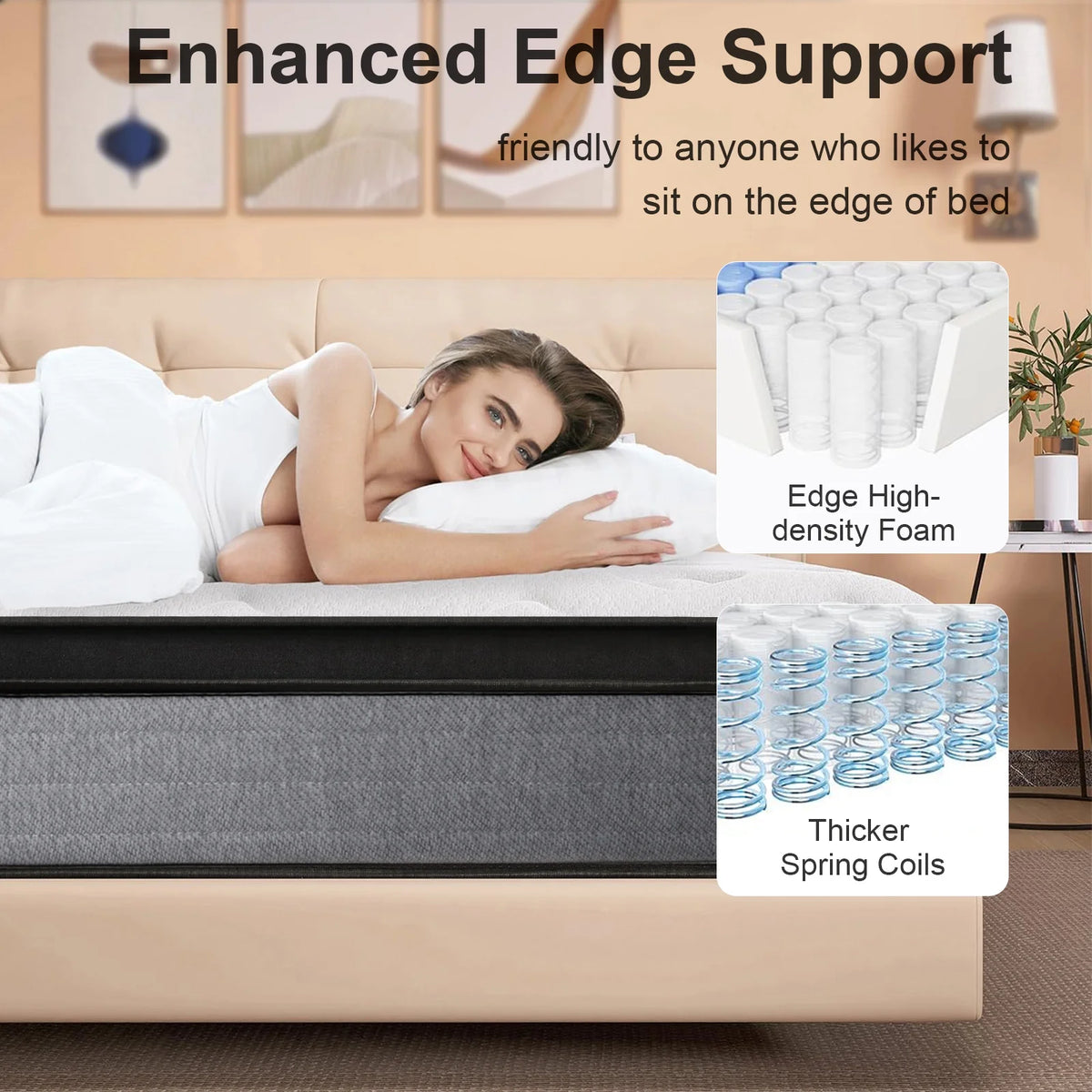Full Mattress, 10 Inch Mattress Full Size, Individual Pocket Spring and Foam Mattress in a Box