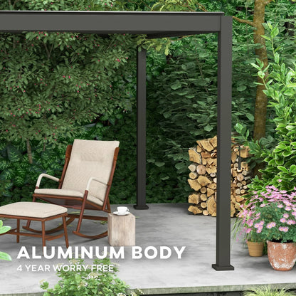 Mirador 10'x 10' 111S Outdoor Aluminum Pergola w/ Adjustable Rainproof Louver for Garden, Patio, Backyard, Takasho/Wood Grain