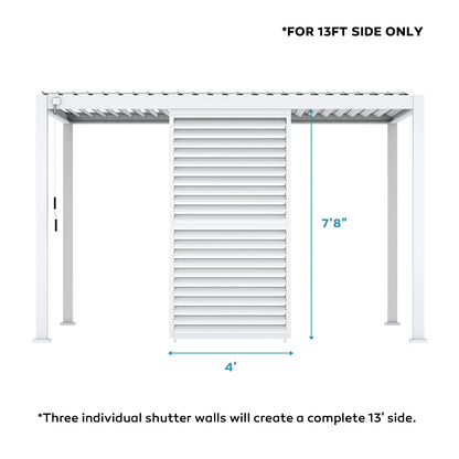 Mirador 10'x10' 111S Outdoor Pergola Accessories-Aluminum Fixed Shutter Wall, Dark Gray