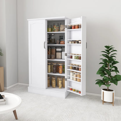 47 Kitchen Pantry Cabinet, White Buffet Cupboards Sideboard with Doors & Adjustable Shelves, Kitchen