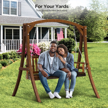 VINGLI Heavy Duty 880 LBS 4 FT Patio Wooden Porch Swing with Upgraded Adjustable Chains, Rustic