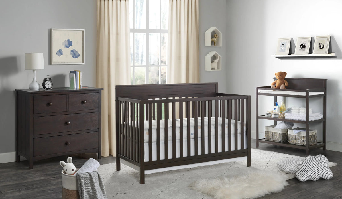 Oxford Baby Harper 4-in-1 Convertible Crib, Dove Gray, GREENGUARD Gold Certified, Wooden Crib