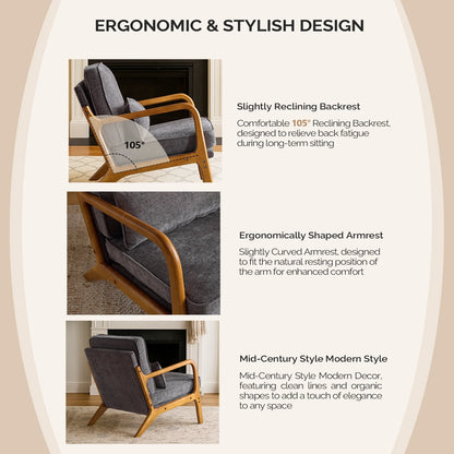 Ktaxon Accent Chair Corduroy Upholstered Armchair, Reading Club Chair with Pillow and Solid Wood Frame for Living Room Bedroom Furniture Off White