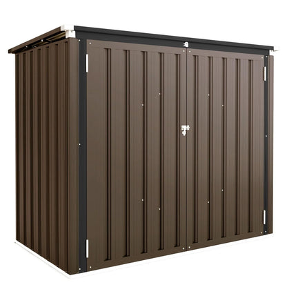 AECOJOY 46 Cu ft. Outdoor Horizontal Storage Shed Wastebasket Enclosure Container Metal Garbarge Shed in White