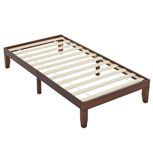 12 Inches Wood Platform Bed Frame Twin Size, Solid Wood Mattress Foundation with Strong Wood Slat Support