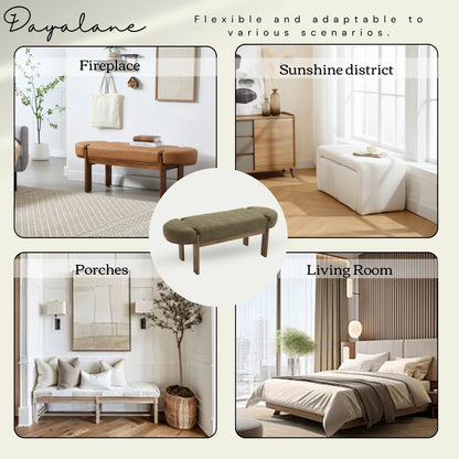 Dayalane 51" Modern Upholstered Bedroom Bench, Linen End of Bed Bench with Wooden Legs for Living Room, Entryway,Hallway Footrest, Beige