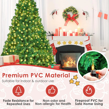 Vebreda 6FT Pre-Lit Artificial Christmas Tree with 300 Warm White LED Lights, Hinged Branch Design, Eco-Friendly PVC Needles & Foldable Metal Stand for Home, Office & Holiday D��cor
