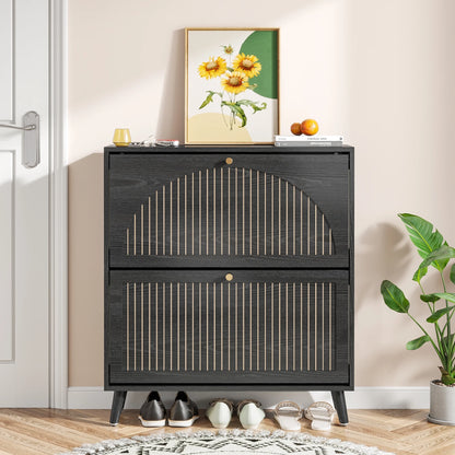 Shoe Storage Cabinet with 2 Flip Drawers, Modern Shoe Cabinet Storage for Entryway, Entryway Shoe Storage