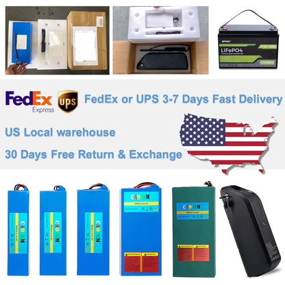 36V 10Ah Lithium Battery 30A BMS Battery with Charger for 750W Electirc Tricycle Bike