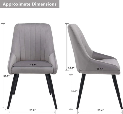 Duhome Velvet Dining Chairs Set of 2 Side Chairs for Dining Room, Modern Accent Chairs Upholstered Office Guest Chair, Gray