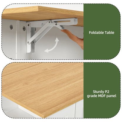 Uforic Kitchen Island Table with Seating & Drop Leaf, Kitchen Island with Storage & Wheels, Off-White
