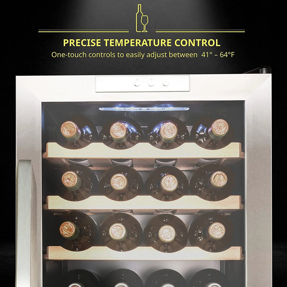 Schmecke Wine Fridge, Freestanding Wine Refrigerator, 28 Bottle Wine Cooler