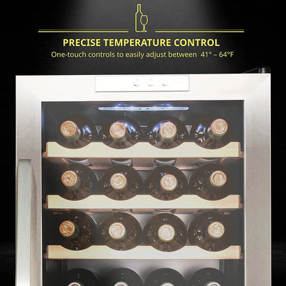 Schmecke Wine Fridge, Freestanding Wine Refrigerator, 28 Bottle Wine Cooler