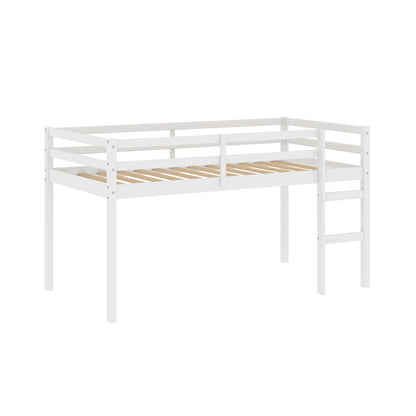HH2Home Campbell Wood Twin Junior Loft Bunk Bed, White