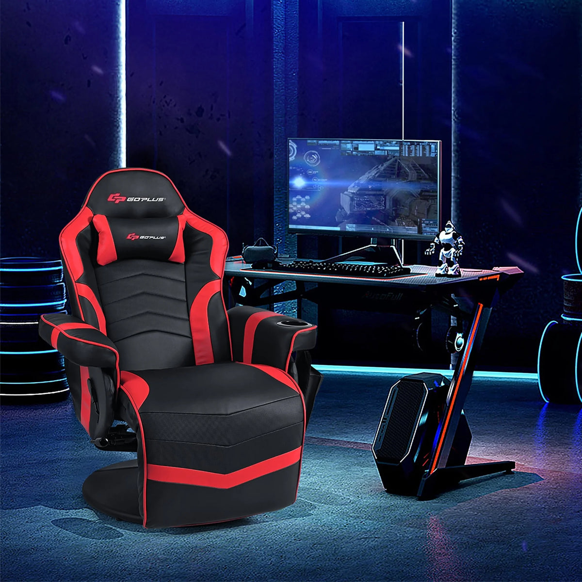 Massage Gaming Chair Racing Style Gaming Recliner Blue